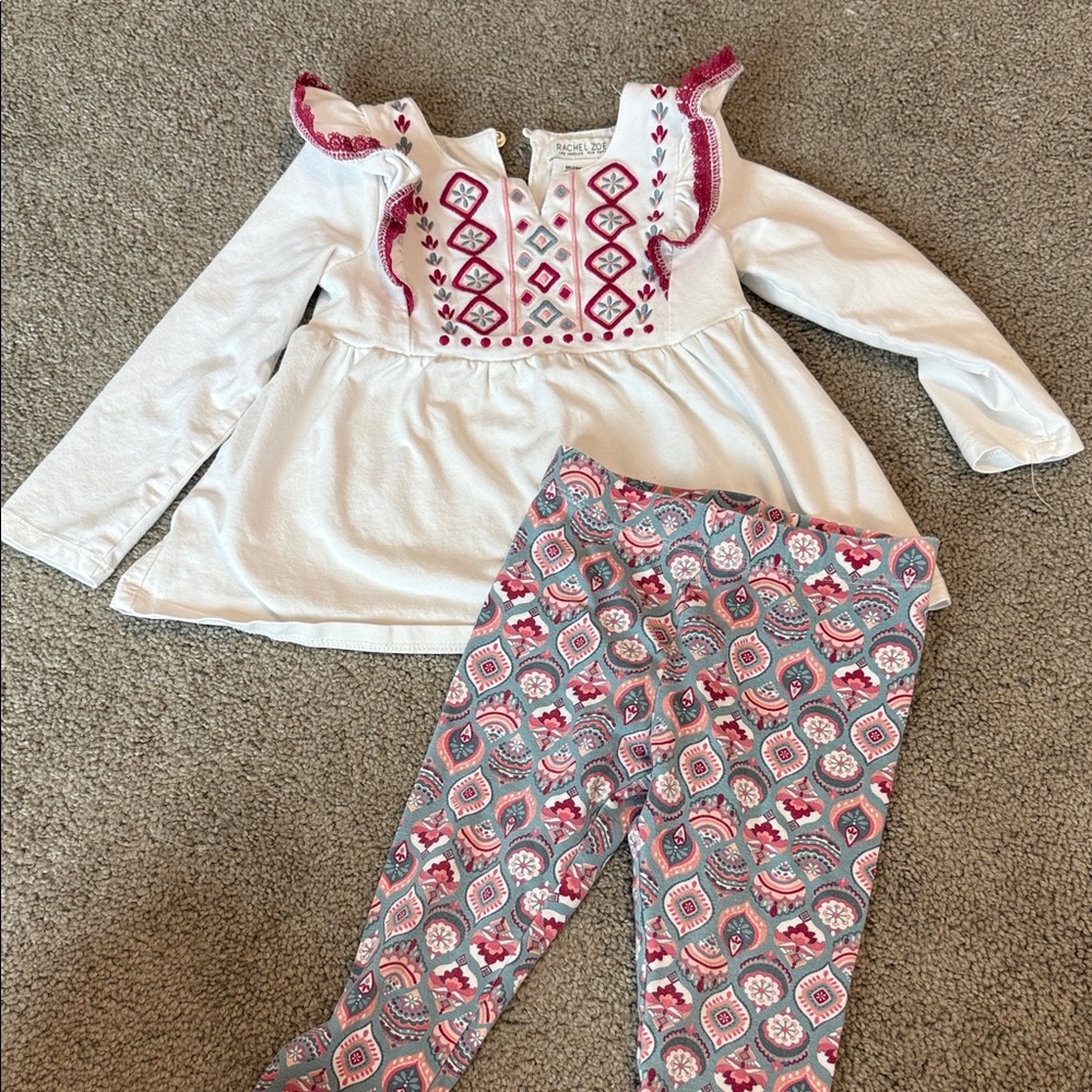 Rachel Zoe White and Pink Embroidered Top